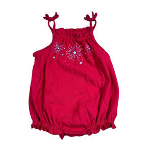 🔥🔥Jumping Beans Red and Blue Bodysuit with Floral Embroidery